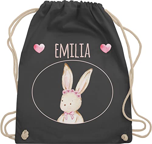 Turnbeutel Rucksack - Taschen - Osterhase süßer Hase Mädchen Geschenk I - Unisize - Dunkelgrau - einem hasen ostern osterhasen oster beutel kindergarten kita hasenmotiv tasche häschen motiv von Geschenk mit Namen personalisiert by Shirtracer