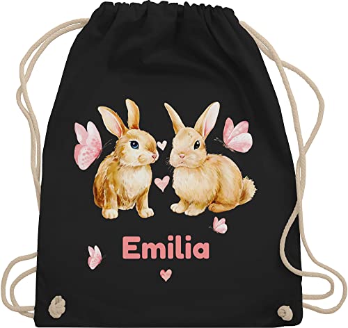 Turnbeutel Rucksack - Ostergeschenke Ostern - Süße Hasen Mädchen - Osterhasen Geschenk - Unisize - Schwarz - osterhasentasche oster hase tasche wäschebeutel kindergarten geschenke osterhase name von Geschenk mit Namen personalisiert by Shirtracer