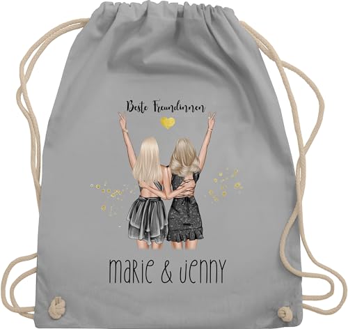 Turnbeutel Rucksack - Party Freundinnen Geschenk Beste Freundin Geschenkidee Best Friends I Schwestern I Mädels Freundschaft I Geburtstag I Weihnachten - Unisize - Hellgrau von Geschenk mit Namen personalisiert by Shirtracer