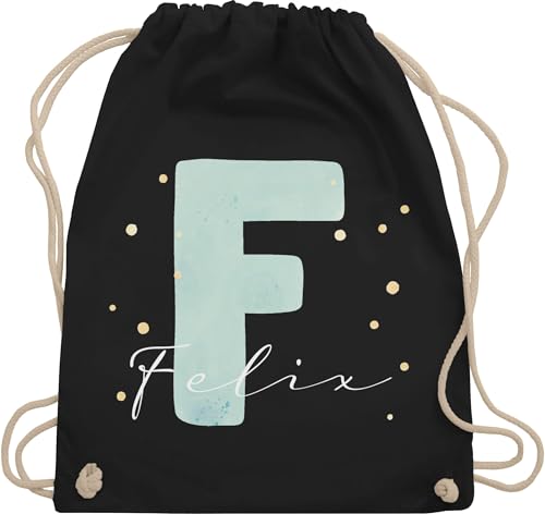 Turnbeutel Rucksack - Personalisierbares Design mit Anfangsbuchstabe und Namen | Geschenkidee mit Initialen | Kombiniere Initialbuchstabe und Namen individuell - Unisize - Schwarz - schulkind beutel von Geschenk mit Namen personalisiert by Shirtracer