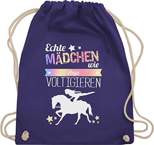 Turnbeutel Rucksack - Pferd Pferde - Echte Mädchen voltigieren Namen - Unisize - Lila - reiten zubehör pferderucksäcke pferden voltigier beutel voltigiertasche pferderucksack pferdemotiv von Geschenk mit Namen personalisiert by Shirtracer