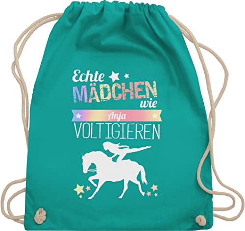 Turnbeutel Rucksack - Pferd Pferde - Echte Mädchen voltigieren Namen - Unisize - Türkis - reiten zubehör pferderucksäcke pferden voltigier beutel voltigiertasche pferderucksack pferdemotiv von Geschenk mit Namen personalisiert by Shirtracer