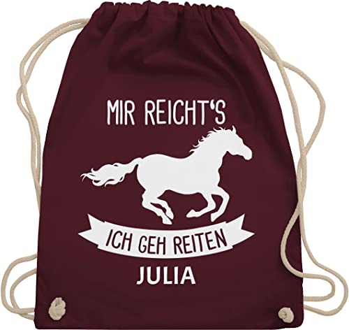 Turnbeutel Rucksack - Pferd Pferde - Mir reichts ich geh reiten - Unisize - Bordeauxrot - tasche zum reit sachen für mädchen pferden gehe beutel pferderucksäcke pferdemotiv wunschnamen von Geschenk mit Namen personalisiert by Shirtracer