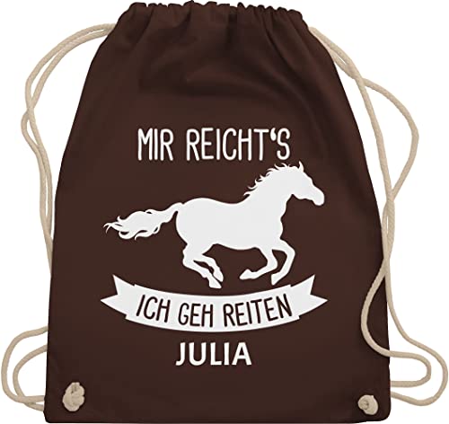 Turnbeutel Rucksack - Pferd Pferde - Mir reichts ich geh reiten - Unisize - Braun - tasche zum reit sachen für mädchen pferden gehe stoffrucksack pferderucksäcke pferdemotiv beutel pferderucksack von Geschenk mit Namen personalisiert by Shirtracer