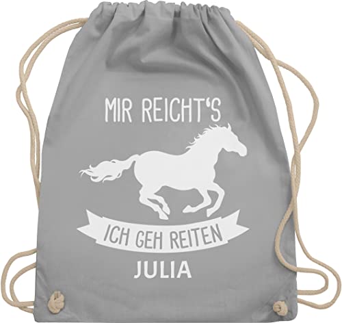 Turnbeutel Rucksack - Pferd Pferde - Mir reichts ich geh reiten - Unisize - Hellgrau - tasche zum reit sachen für mädchen pferden gehe beutel pferderucksäcke pferdemotiv wunschnamen stoffbeutel von Geschenk mit Namen personalisiert by Shirtracer