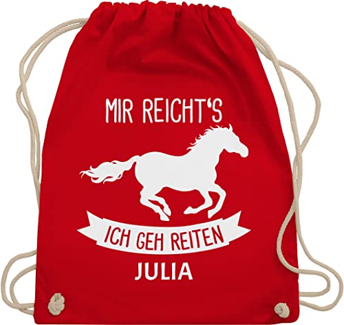 Turnbeutel Rucksack - Pferd Pferde - Mir reichts ich geh reiten - Unisize - Rot - pferdeliebhaber turn beutel pferderucksäcke mädchen pferdefan sportbeutel stoffbeutel kindergarten von Geschenk mit Namen personalisiert by Shirtracer