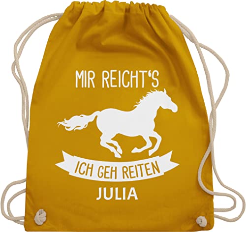 Turnbeutel Rucksack - Pferd Pferde - Mir reichts ich geh reiten - Unisize - Senfgelb - sportbeutel mädchen kindergarten geschenke für reiterinnen selbst bedrucken turntasche von Geschenk mit Namen personalisiert by Shirtracer