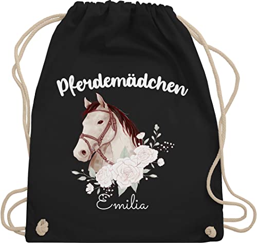 Turnbeutel Rucksack - Pferd Pferde - Pferdemädchen mit Name personalisiert I Geschenk Pferdeliebhaber - Unisize - Schwarz - mädchen pferderucksäcke pferden reiten beutel pferdefreunde von Geschenk mit Namen personalisiert by Shirtracer