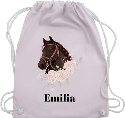 Turnbeutel Rucksack - Pferd Pferde - Wunschname Pferdekopf - Unisize - Pastell Rosa - beutel reit sachen für mädchen pferden und name stoffbeutel kindergarten pferderucksäcke pferdemotiv von Geschenk mit Namen personalisiert by Shirtracer