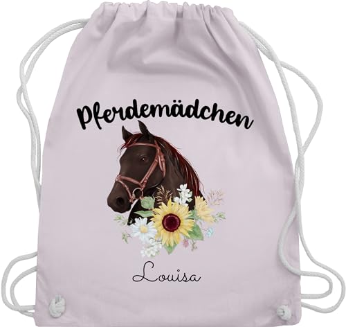 Turnbeutel Rucksack - Pferd - Pferdemädchen Pferde Mädchen - Unisize - Pastell Rosa - kindergarten für pferdeliebhaber personalisierbar reiten personalisiertes pferdezubehör tasche von Geschenk mit Namen personalisiert by Shirtracer