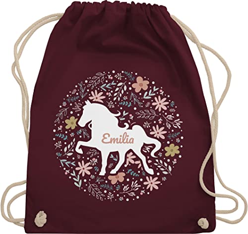 Turnbeutel Rucksack - Pferde - Pferd - Pferdemädchen - Unisize - Bordeauxrot - kita beutel wechselsachen mädchen für reiter schlafbeutel kindergarten reiten sachen personalisierter pferdefreunde von Geschenk mit Namen personalisiert by Shirtracer