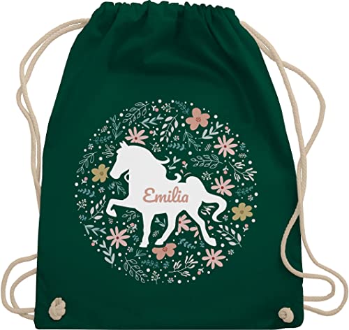 Turnbeutel Rucksack - Pferde - Pferd - Pferdemädchen - Unisize - Dunkelgrün - mädchen reiten beutel für kindergarten pferdeliebhaber personalisierbar personalisierter pferdemotiv von Geschenk mit Namen personalisiert by Shirtracer