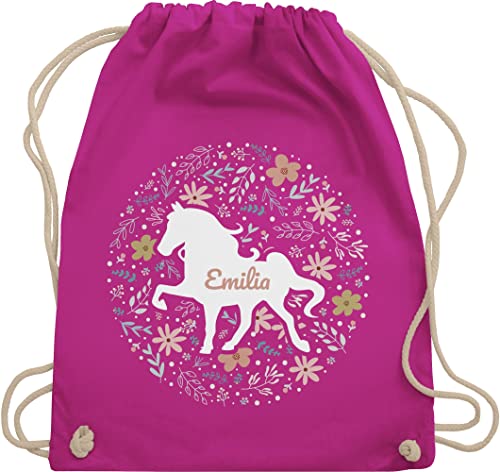 Turnbeutel Rucksack - Pferde - Pferd - Pferdemädchen - Unisize - Fuchsia - pferderucksäcke mädchen geschenke für reiterinnen pferden sportbeutel kindergarten kita beutel reit sachen taschen von Geschenk mit Namen personalisiert by Shirtracer