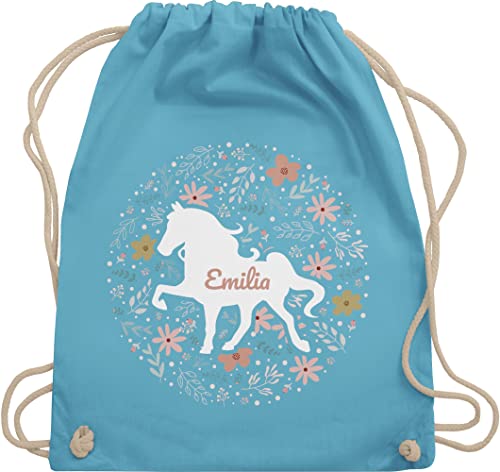 Turnbeutel Rucksack - Pferde - Pferd - Pferdemädchen - Unisize - Hellblau - beutel kinder reit sachen für mädchen pferden name juterucksäcke kindergarten pferderucksäcke pferdemotiv horse von Geschenk mit Namen personalisiert by Shirtracer