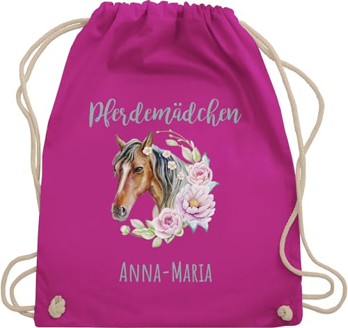 Turnbeutel Rucksack - Pferde - Pferdemädchen Geschenk Pferd mit Name personalisiert I Pferdeliebhaber Sparbüchse - Unisize - Fuchsia - tasche mädchen pferderucksäcke pferden pferdemotiv von Geschenk mit Namen personalisiert by Shirtracer