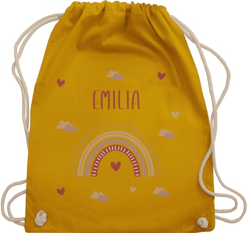Turnbeutel Rucksack - Rainbow Regenbogen Farbenbogen - Unisize - Senfgelb - kita stoffbeutel beutel kindergarten personalisierte sportbeutel schulbeutel name stoff mädchen und schule grundschule von Geschenk mit Namen personalisiert by Shirtracer