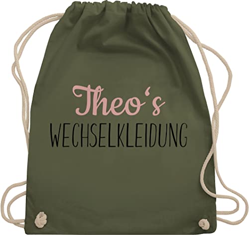 Turnbeutel Rucksack - Schulanfang Einschulung - Wechselkleidung - Schriftzug - Unisize - Olivgrün - beutel erster schultag sportbeutel personalisierte geschenke schulkind kita sporttasche von Geschenk mit Namen personalisiert by Shirtracer
