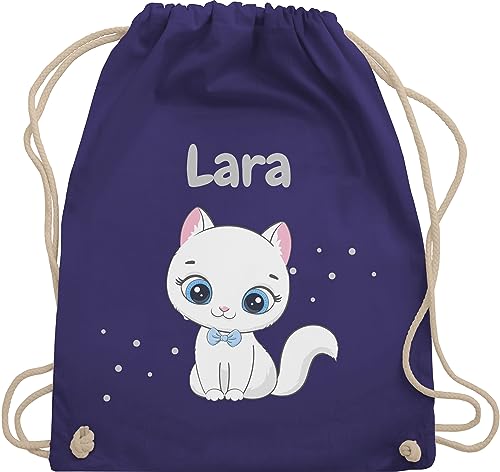 Turnbeutel Rucksack - Süße Katze Katzen Katzenmotiv Cat Cats - Unisize - Lila - für eine katzenliebhaberin beutel name katzenbesitzerin katzenliebhaber personalisierte namens druck und geschenke von Geschenk mit Namen personalisiert by Shirtracer