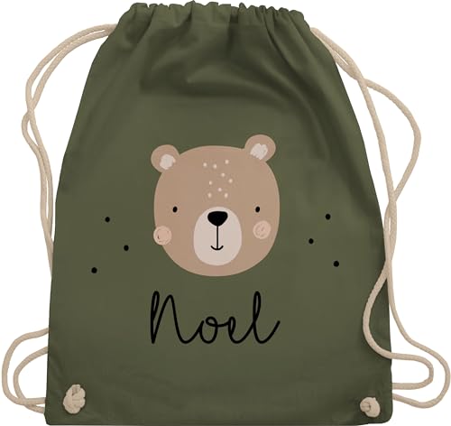 Turnbeutel Rucksack - Süßer Bär Bären Bärenmotiv Bear - Unisize - Olivgrün - kindergarten wechselbeutel personalisierte tasche personalisierter beutel stoffbeutel geschenke kinder junge kind von Geschenk mit Namen personalisiert by Shirtracer