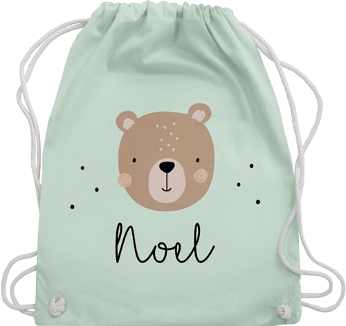 Turnbeutel Rucksack - Süßer Bär I Bären I Bärenmotiv I Bear - Unisize - Pastell Grün - personalisierte geschenke kinder kindergarten wechselbeutel teddy name sporttasche personalisierter junge von Geschenk mit Namen personalisiert by Shirtracer