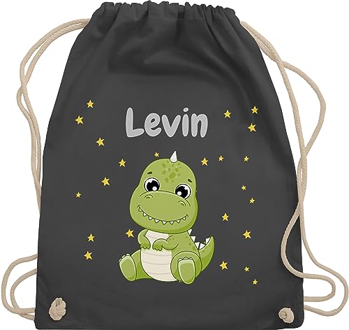 Turnbeutel Rucksack - Süßer Dino Dinosaurier Dinosaurus Dinomotiv - Unisize - Dunkelgrau - dinosaurier-rucksack für den kindergarten personalisierte geschenke kinder tier beutel von Geschenk mit Namen personalisiert by Shirtracer