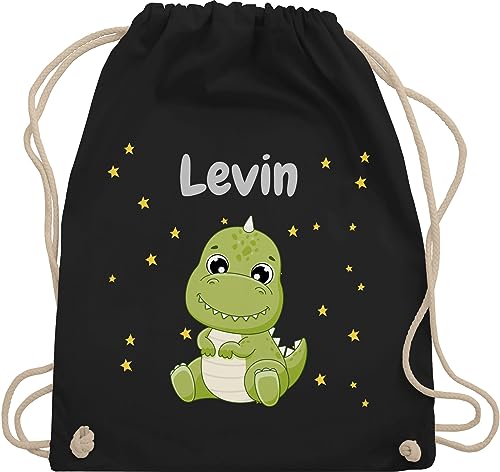 Turnbeutel Rucksack - Süßer Dino Dinosaurier Dinosaurus Dinomotiv - Unisize - Schwarz - dinosaurier-rucksack für den kindergarten personalisierte geschenke kinder tier beutel von Geschenk mit Namen personalisiert by Shirtracer