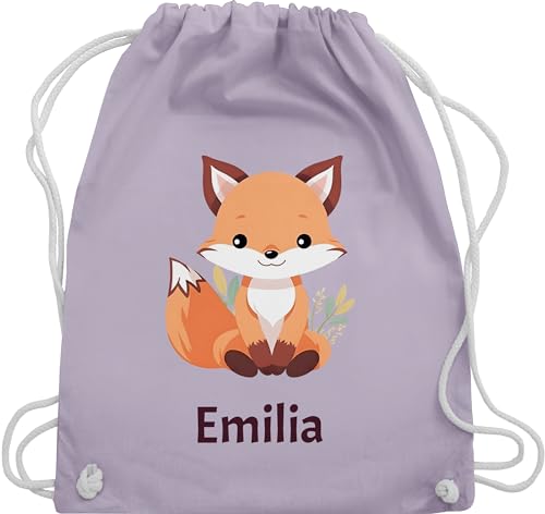 Turnbeutel Rucksack - Süßer Fuchs Geschenk mit Name personalisiert I Wildtiere I Raubtier I Fox - Unisize - Pastell Lila - kita beutel schul sporttasche +mit+fuchs fuchsmotiv stoffbeutel von Geschenk mit Namen personalisiert by Shirtracer