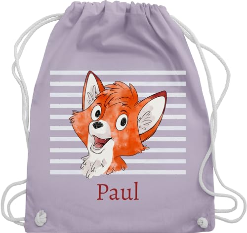 Turnbeutel Rucksack - Süßer Fuchs - Jungen Geschenk Fox - Unisize - Pastell Lila - sportbeutel junge schul sporttasche +mit+fuchs fuchsmotiv beutel name kindergartenwechselkleidung tasche von Geschenk mit Namen personalisiert by Shirtracer