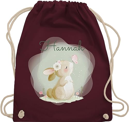 Turnbeutel Rucksack - Süßer Hase Bunny Rabbit Hasen Kaninchen - Unisize - Bordeauxrot - wechselkleidung beutel kita kindergarten stoffbeutel mädchen schule sportbeutel rucksäcke kinderturnbeutel von Geschenk mit Namen personalisiert by Shirtracer