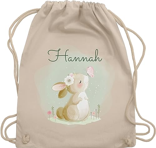 Turnbeutel Rucksack - Süßer Hase mit Name personalisiert I Hasen Geschenk Bunny I Rabbit I Kaninchen - Unisize - Naturweiß - mädchen personalisierter beutel kinder hasenmotiv ostern stoffbeutel von Geschenk mit Namen personalisiert by Shirtracer