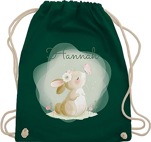 Turnbeutel Rucksack - Süßer Hase mit Name personalisiert I Hasen Geschenk Bunny I Rabbit I Kaninchen - Unisize - Dunkelgrün - mädchen personalisierter beutel kinder hasenmotiv ostern stoffbeutel von Geschenk mit Namen personalisiert by Shirtracer