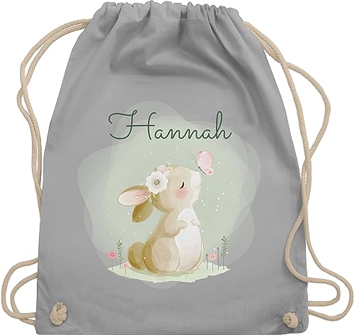 Turnbeutel Rucksack - Süßer Hase mit Name personalisiert I Hasen Geschenk Bunny I Rabbit I Kaninchen - Unisize - Hellgrau - mädchen personalisierter beutel kinder hasenmotiv ostern stoffbeutel von Geschenk mit Namen personalisiert by Shirtracer
