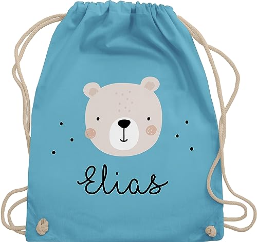 Turnbeutel Rucksack - Süßer Heller Bär Bärenmotiv Bären Bear - Unisize - Hellblau - beutel kinder kindergarten stoffbeutel sporttasche kind jungen taschen personalisierter junge turnen tasche von Geschenk mit Namen personalisiert by Shirtracer