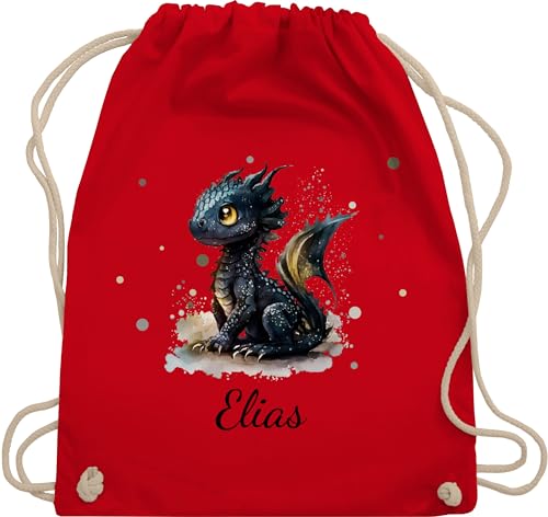 Turnbeutel Rucksack - Süßer Kleiner Drache mit Namen I Nachtdrache I Dragon I Drachen I Drachenzähmen - Unisize - Rot - und dragons toothless baumwollrucksack drachenmotiv beutel personalisierte von Geschenk mit Namen personalisiert by Shirtracer