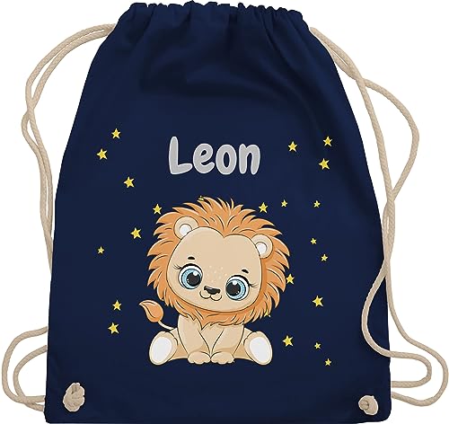 Turnbeutel Rucksack - Süßer Löwe Löwen Löwenmotiv König der Tiere Lion - Unisize - Navy Blau - kita beutel personalisierte kindergarten kinder kindergartentasche kinderrucksack von Geschenk mit Namen personalisiert by Shirtracer