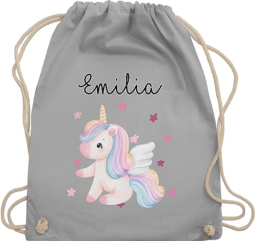 Turnbeutel Rucksack - Einhörner - Süßes Einhorn Sweet Unicorn - Unisize - Hellgrau - kindergarten beutel name einhornrucksack unicorns stoffbeutel kita mädchen kinderturnbeutel einhörnern von Geschenk mit Namen personalisiert by Shirtracer