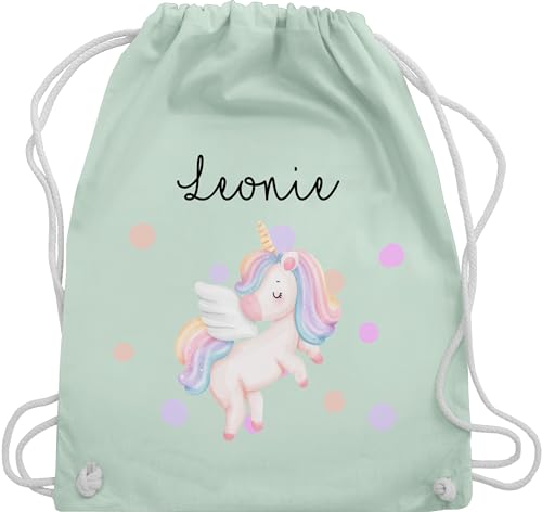 Turnbeutel Rucksack - Süßes Einhorn Sweet Unicorn - Unisize - Pastell Grün - beutel für schulanfänger name und stoffbeutel kindergarten wechselkleidung personalisierung kita tasche mädchen von Geschenk mit Namen personalisiert by Shirtracer