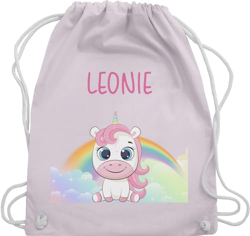 Turnbeutel Rucksack - Einhörner - Süßes Einhorn mit Name personalisiert I Unicorn - Unisize - Pastell Rosa - turntasche mädchen kindergarten einhornrucksack unicorns kita stoffbeutel tasche von Geschenk mit Namen personalisiert by Shirtracer