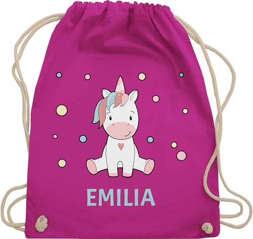 Turnbeutel Rucksack - Einhörner - Süßes Einhorn mit Name Geschenk für Mädchen Unicorn | - Unisize - Fuchsia - einhornrucksack unicorns beutel kinderturnbeutel einhörnern stoffbeutel von Geschenk mit Namen personalisiert by Shirtracer