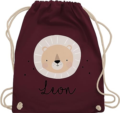 Turnbeutel Rucksack - Süßes Löwenmotiv Geschenk Löwe Geschenke Löwen I König der Tiere - Unisize - Bordeauxrot - personalisierter beutel wechselkleidung personalisierte kindergartentasche tier von Geschenk mit Namen personalisiert by Shirtracer
