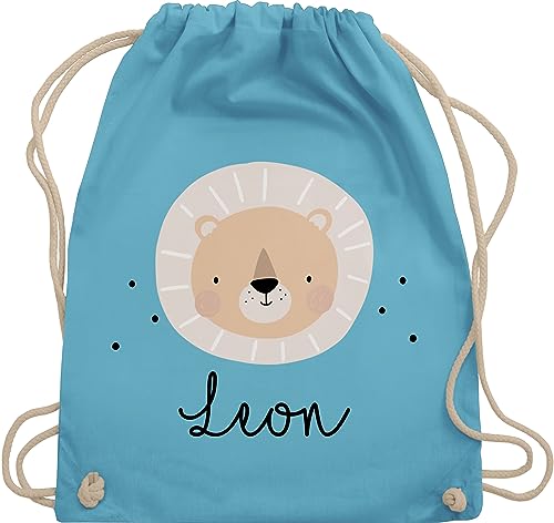 Turnbeutel Rucksack - Süßes Löwenmotiv Geschenk Löwe Geschenke Löwen I König der Tiere - Unisize - Hellblau - personalisierter beutel wechselkleidung personalisierte kindergartentasche tier von Geschenk mit Namen personalisiert by Shirtracer