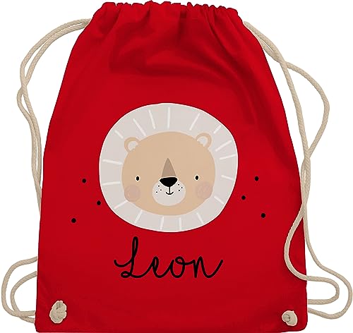 Turnbeutel Rucksack - Süßes Löwenmotiv Löwe Löwen König der Tiere - Unisize - Rot - personalisierter beutel wechselkleidung personalisierte kindergartentasche tier leon stoffrucksack von Geschenk mit Namen personalisiert by Shirtracer