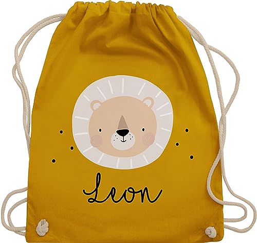 Turnbeutel Rucksack - Süßes Löwenmotiv Löwe Löwen König der Tiere - Unisize - Senfgelb - personalisierter beutel wechselkleidung personalisierte kindergartentasche tier leon stoffrucksack von Geschenk mit Namen personalisiert by Shirtracer