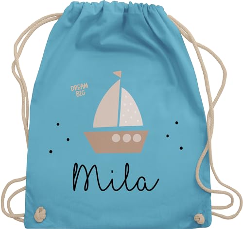 Turnbeutel Rucksack - Süßes Segelboot Boot Segler - Unisize - Hellblau - segler-geschenk bag und name stoff von Geschenk mit Namen personalisiert by Shirtracer
