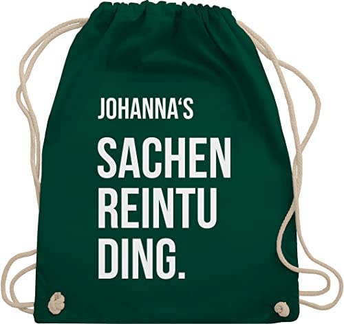 Turnbeutel Rucksack - Taschen - Damen - Sachenreintuding mit Name personalisiert I Sachen Reintu Ding Name | Stoffbeutel mit Spruch - Unisize - Dunkelgrün - personalisierter sportbeutel von Geschenk mit Namen personalisiert by Shirtracer