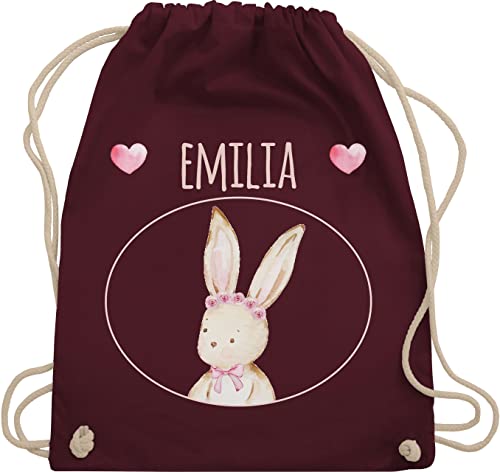 Turnbeutel Rucksack - Taschen - Osterhase süßer Hase Mädchen Geschenk I - Unisize - Bordeauxrot - einem hasen ostern osterhasen oster beutel kindergarten kita hasenmotiv tasche häschen motiv von Geschenk mit Namen personalisiert by Shirtracer