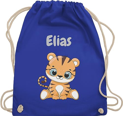 Turnbeutel Rucksack - Tiere - Süßer Tiger Tigers Wildkatze - Unisize - Royalblau - wechselwäsche beutel kita personalisierter stoffbeutel kinder personalisierte geschenke sportbeutel tasche von Geschenk mit Namen personalisiert by Shirtracer