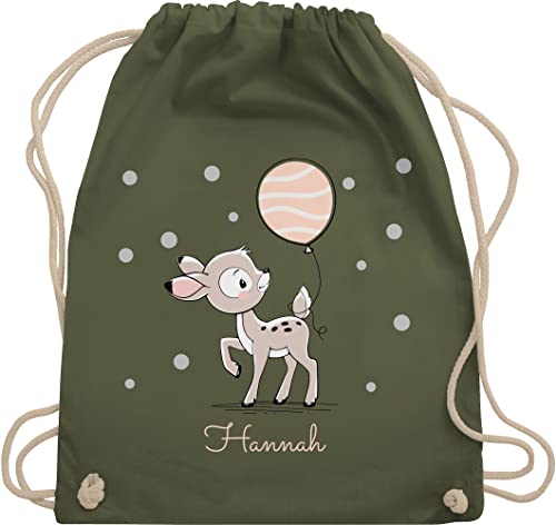 Turnbeutel Rucksack - Tiere - Süßes Reh Rehkitz - Unisize - Olivgrün - wechselsachen beutel kindergarten kinder mädchen kita personalisiertes taschen für personalisierter krippe schlafbeutel von Geschenk mit Namen personalisiert by Shirtracer