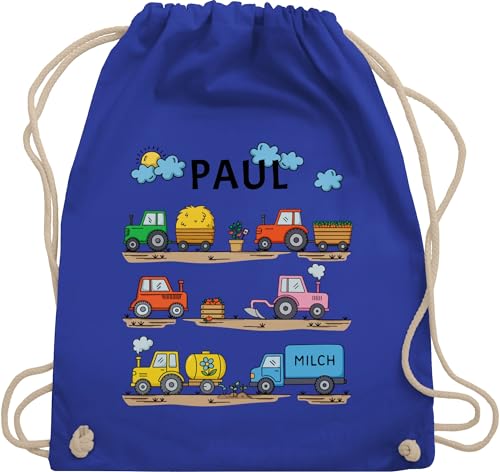 Turnbeutel Rucksack - Traktor - Kindergartenkind Geschenke Trecker Geschenk Traktoren I Bauernhof Geschenkidee Kindergarten - Unisize - Royalblau - stoffbeutel kinder name bulldog beutel kita von Geschenk mit Namen personalisiert by Shirtracer