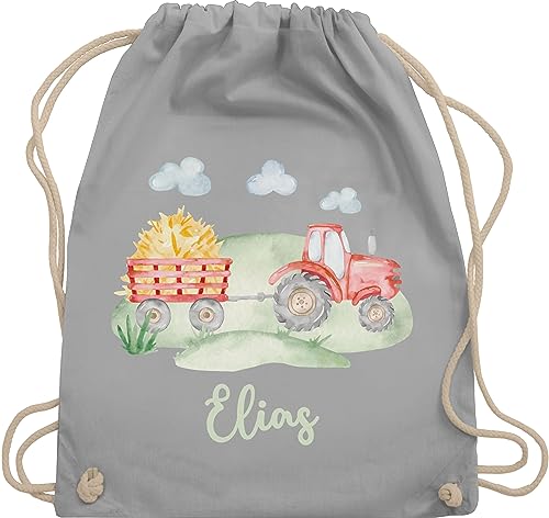 Turnbeutel Rucksack - Traktor Trecker Bauer Schlepper Landwirtschaft Bulldog - Unisize - Hellgrau - junge stoffbeutel für kindergarten traktoren und name beutel jungen von Geschenk mit Namen personalisiert by Shirtracer